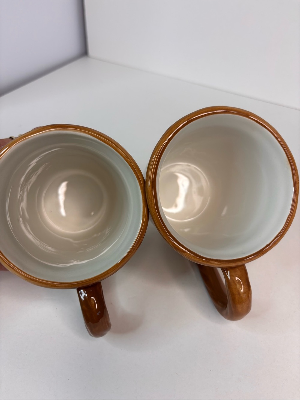 Nature Themed Butterfly & Egg Ceramic Mug Set of 2, Brown Handles Susan Winget - Picture 8 of 14